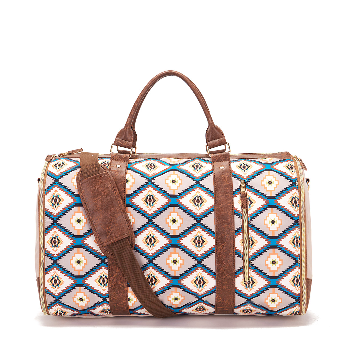 Reisetasche für Damen und Herren ⎜ Geräumige Weekender-Tasche mit Ethno-Muster und Schultergurt für Kurztrips
