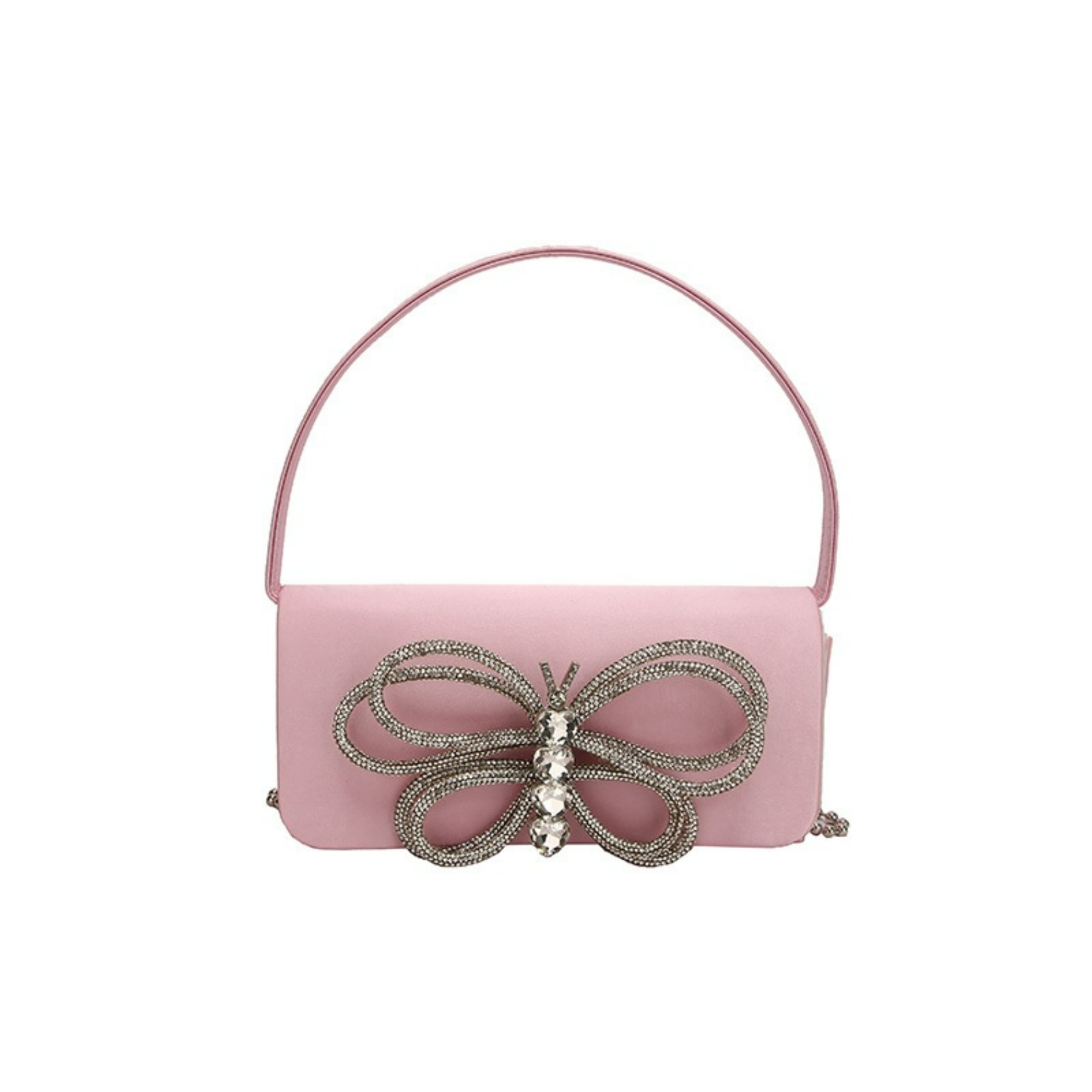Elegante Handtasche für Damen ⎜ Stilvolles Design mit funkelndem Schmetterlings-Applikation und Schulterkette
