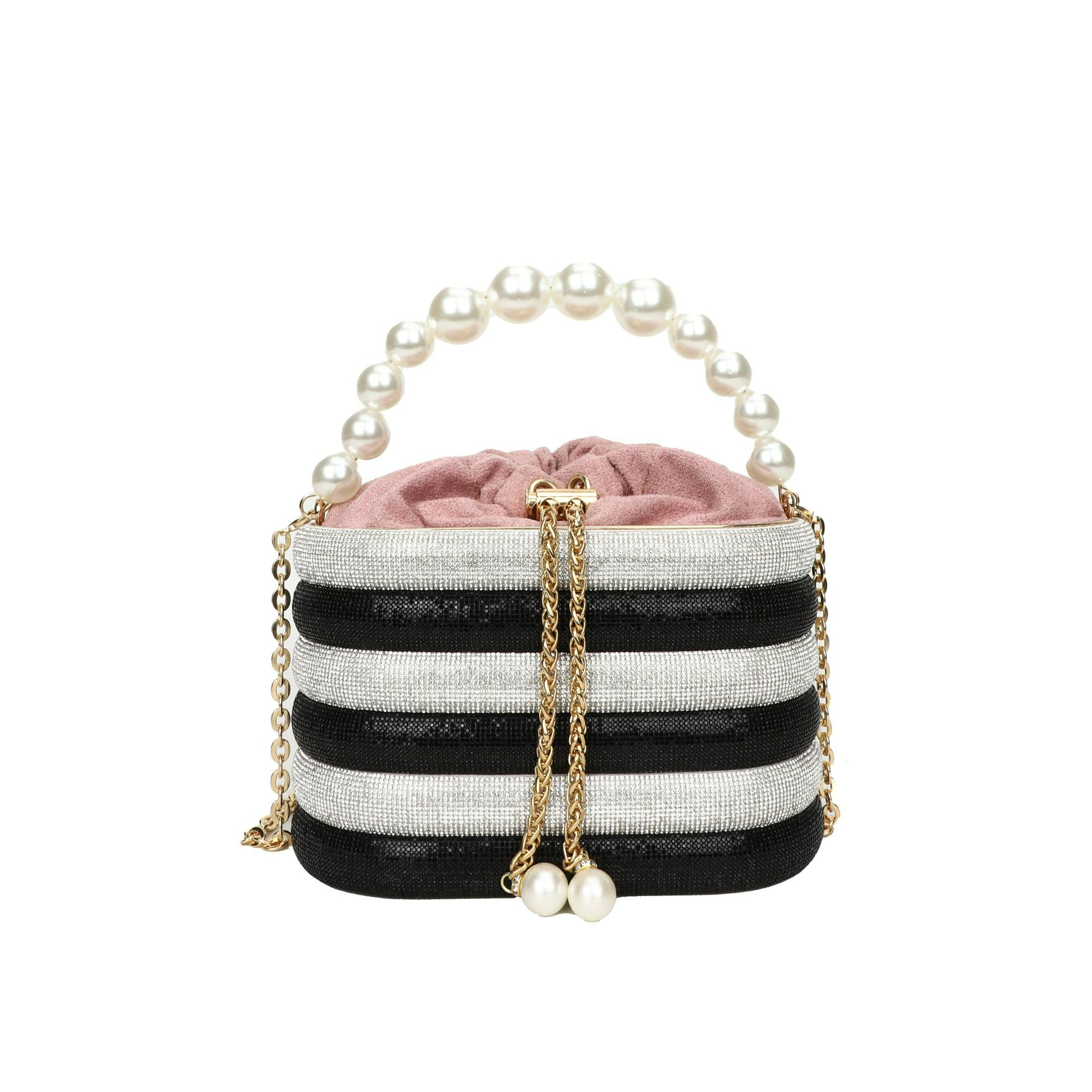 Abendtasche für Damen ⎜ Elegante Perlenhenkel-Bag mit Glitzerdesign für Party, Dinner und besondere Anlässe