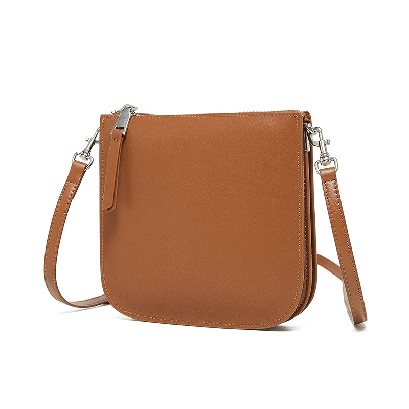 Schultertasche für Damen ⎜ Kompakte Umhängetasche mit Handyfach aus Leder für Alltag und Freizeit
