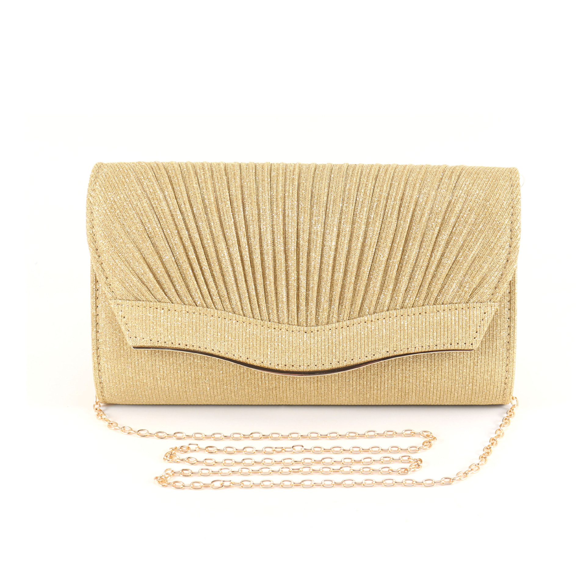 Elegante Clutch für Damen ⎜ Glitzernde Abendtasche mit Faltendesign und edlem Look