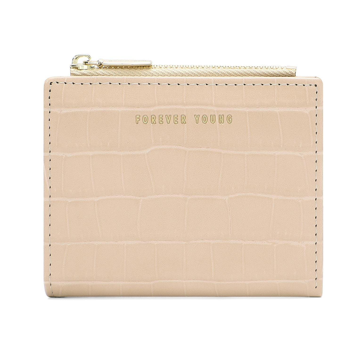 Damen Kurz-Geldbörse mit Kroko-Prägung ⎜ Schlanke Zweifach-Brieftasche mit Reißverschluss für Kleingeld