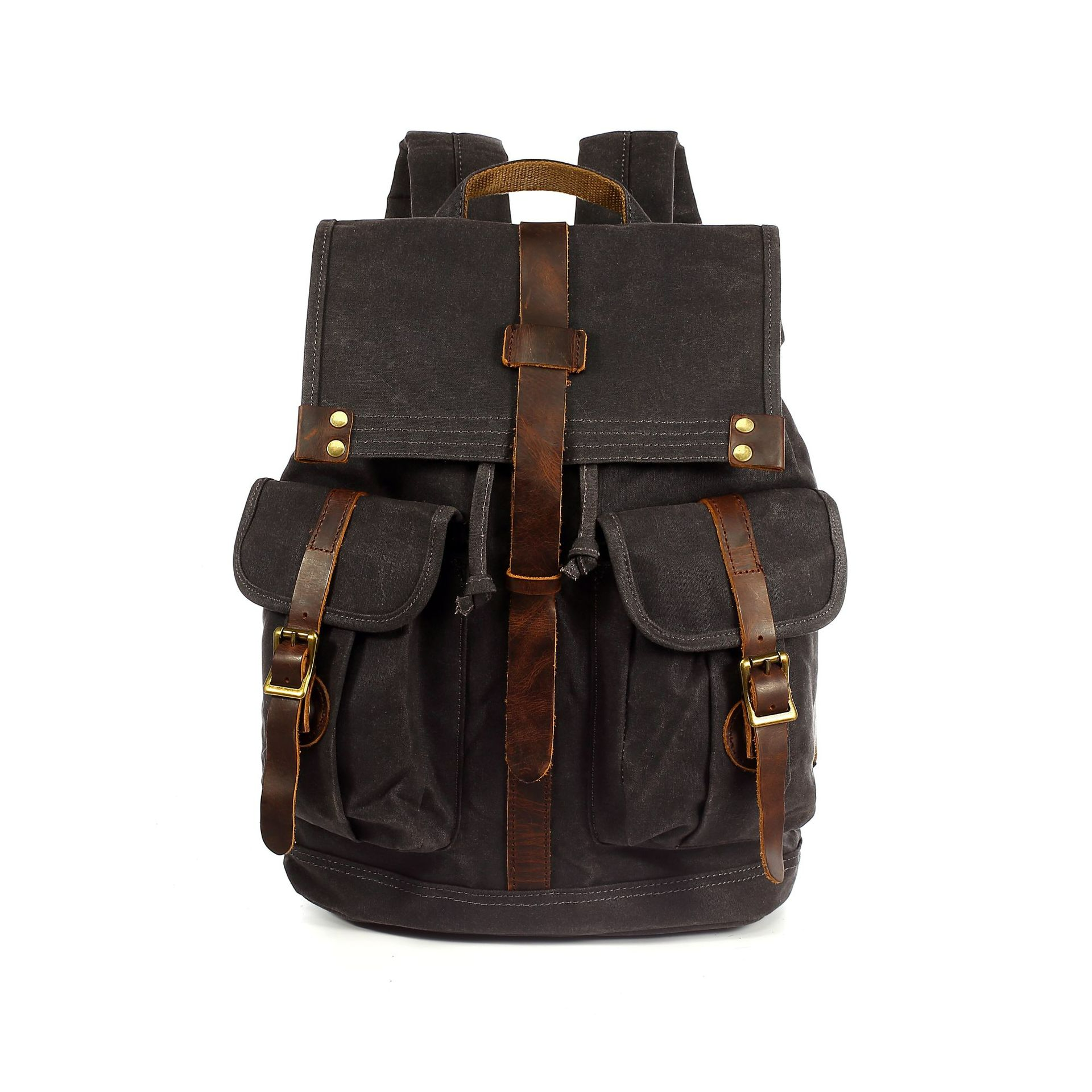 Canvas Rucksack Unisex ⎜ Retro-Design mit Außentaschen für Reisen und Alltag