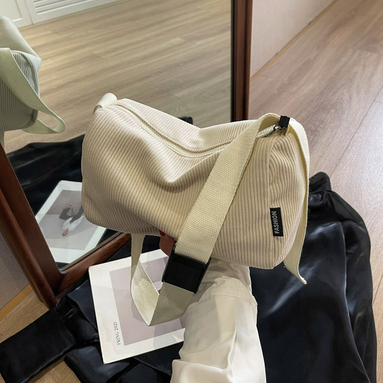 Umhängetasche für Damen ⎜ Schlichte Schultertasche in Cord-Optik mit Reißverschluss und verstellbarem Gurt