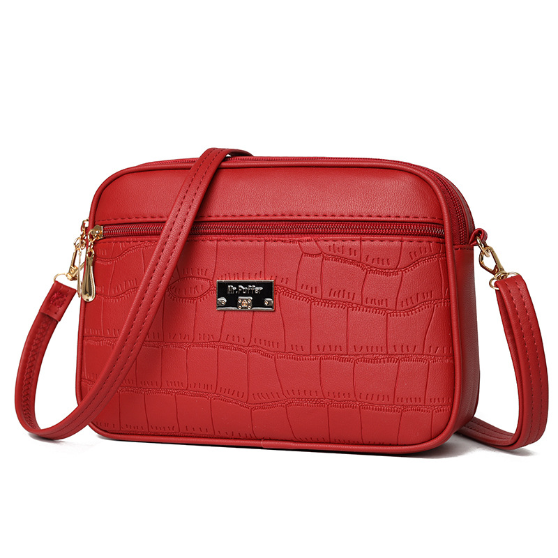 Umhängetasche für Damen ⎜ Schlichte Schultertasche mit Krokoprägung und leichtem Design für Alltag und Freizeit