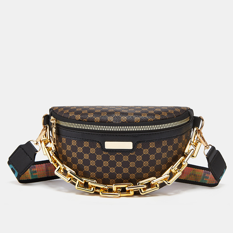 Bauchtasche für Damen ⎜ Modische Umhängetasche mit Kettenriemen und trendigem Muster für unterwegs