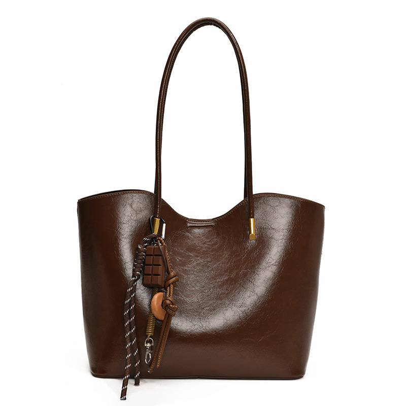 Damen Schultertasche in Lederoptik ⎜ Geräumige Alltagstasche mit Retro-Design und praktischer Innenaufteilung