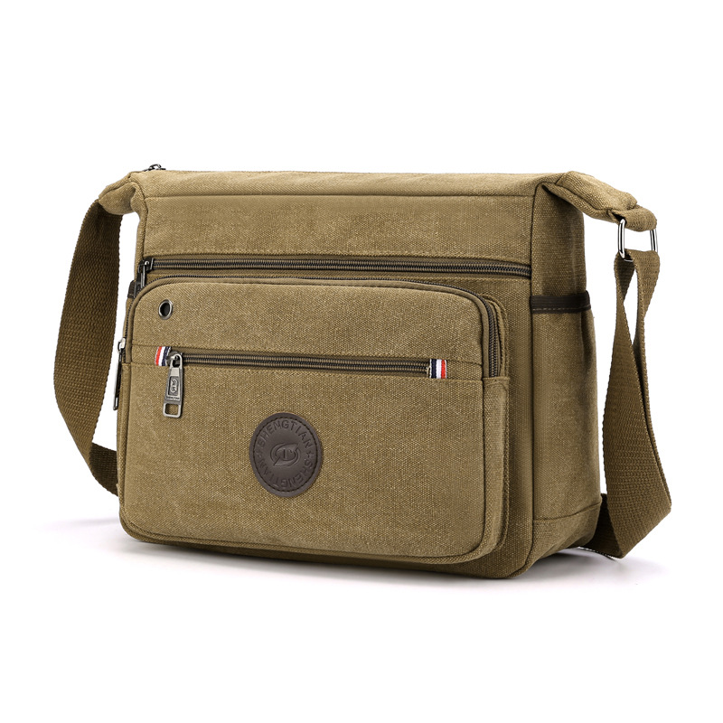 Umhängetasche für Herren ⎜ Robuste Canvas-Schultertasche mit Reißverschlussfächern für Alltag und Freizeit