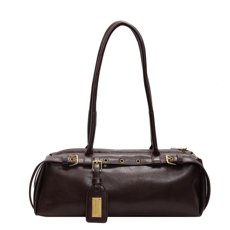 Damen Handtasche ⎜ Schmale Retro-Schultertasche mit Langen Henkeln