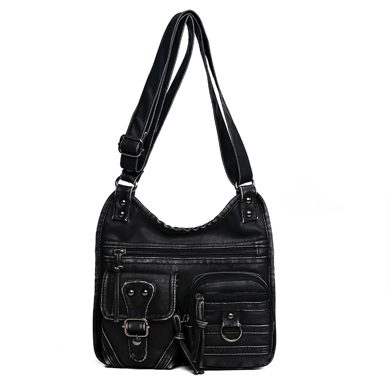 Damen Schultertasche ⎜ Retro Stil mit Viel Stauraum und Praktischen Taschen