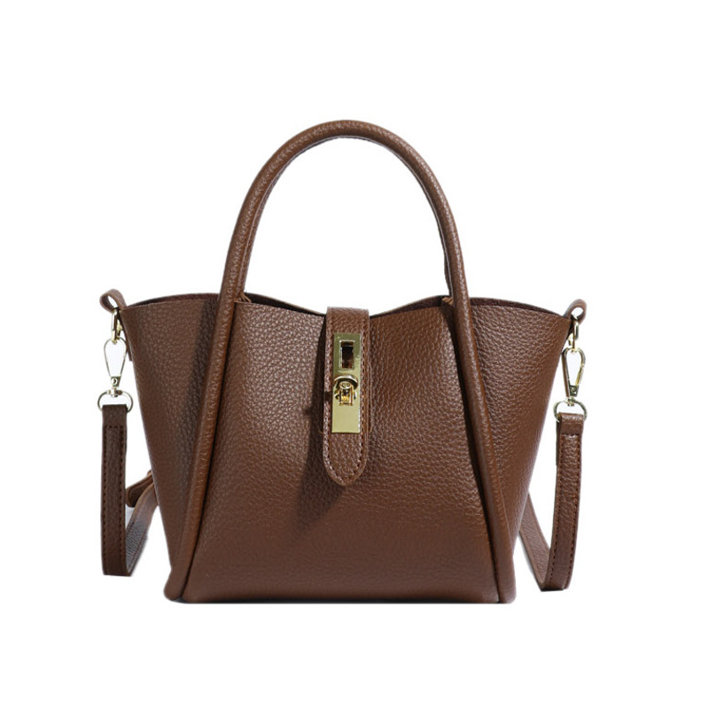 Damen Handtasche im Bucket-Stil ⎜ Vielseitige Schultertasche mit Tragegriff und Abnehmbarem Umhängegurt