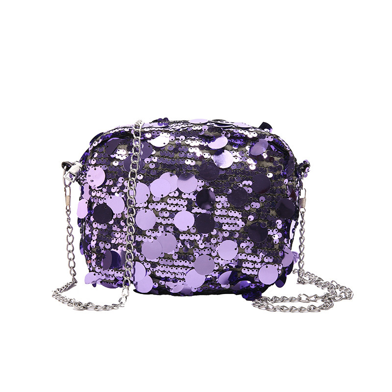 Umhängetasche für Damen ⎜ Glänzende Pailletten-Tasche mit Kette und großem Stauraum für besondere Anlässe