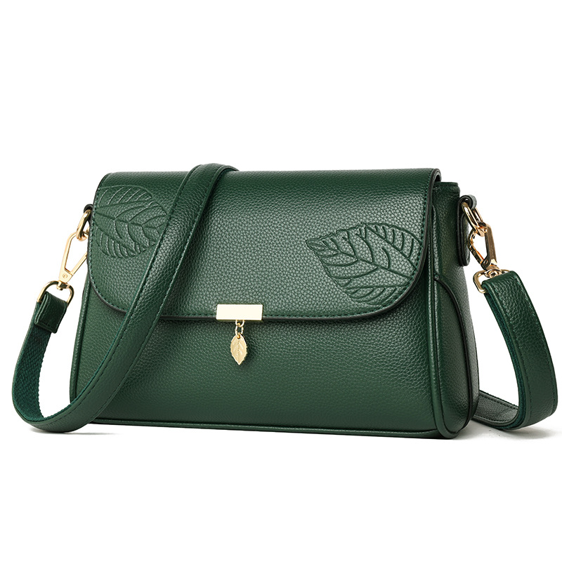Elegante Umhängetasche für Damen ⎜ Stilvolle Tasche mit Blatt-Design und goldenen Akzenten