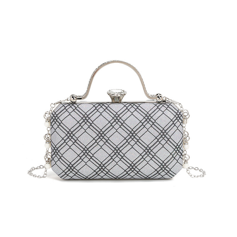 Damen Clutch Tasche ⎜ Glänzende Abendtasche mit Kette und Elegantem Griff