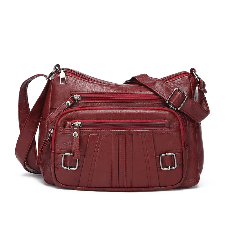 Umhängetasche für Damen ⎜ Vielseitige Schultertasche im Retro-Stil mit Reißverschlüssen und Schnallendetails