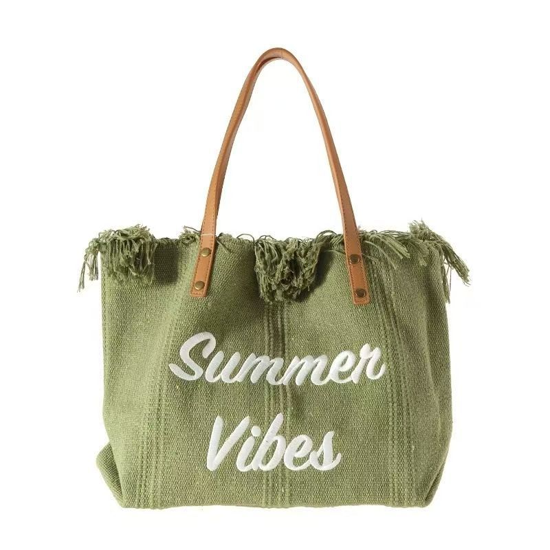 Strandtasche für Damen ⎜ Leichte Sommertasche mit Fransen und viel Stauraum