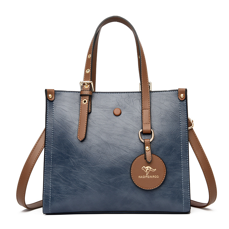 Damen Handtasche aus Kunstleder ⎜ Klassische Schultertasche im Vintage-Look mit stabilem Griff für Alltag und Büro