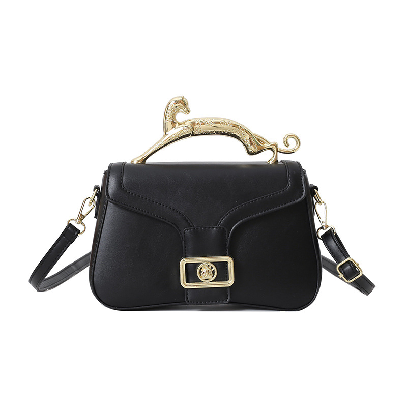 Schultertasche mit Goldgriff ⎜ Elegante Umhängetasche für Damen mit Schnallendetail und Abnehmbarem Trageriemen
