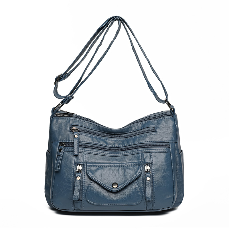 Schultertasche für Damen ⎜ Weiche Umhängetasche aus Kunstleder mit großem Stauraum und praktischen Außentaschen