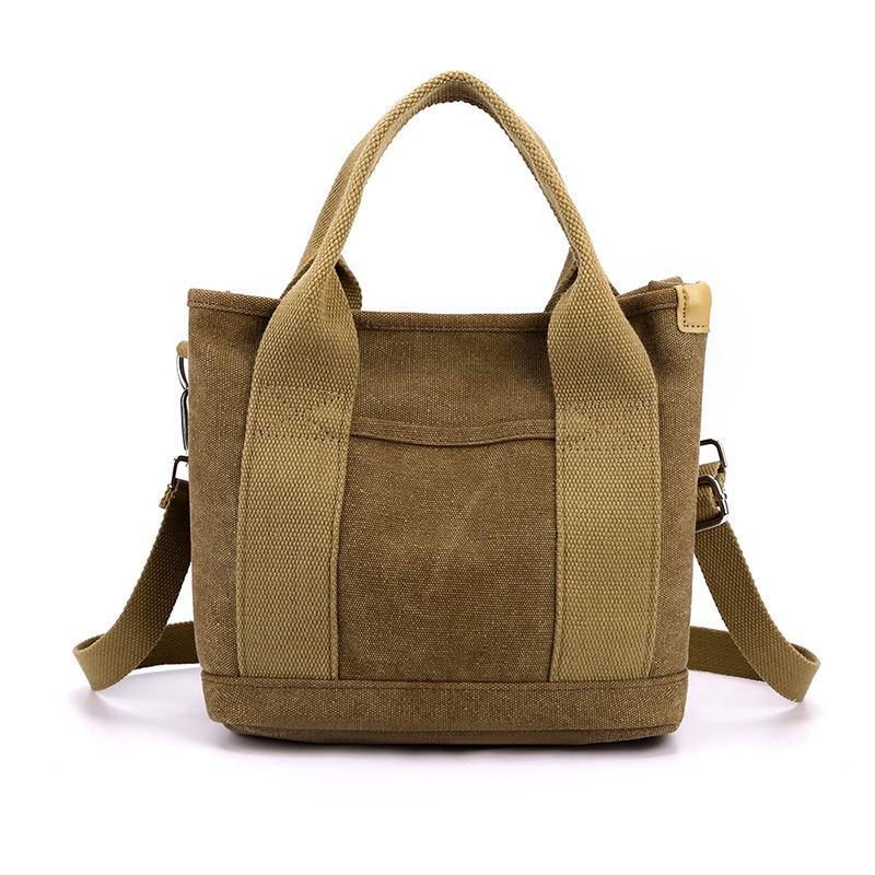 Canvas Tasche für Damen ⎜ Schlichte Umhängetasche mit großem Stauraum und robustem Griff für Alltag und Freizeit