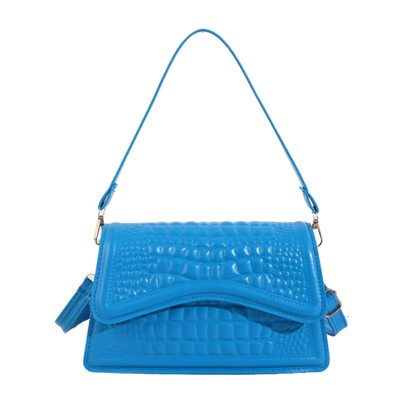 Damen Schultertasche mit Kroko-Struktur ⎜ Kompakte Crossbody-Bag für Alltag und sommerliche Looks