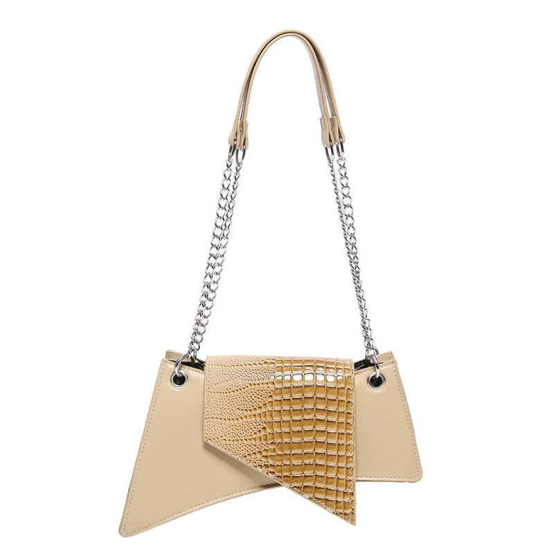 Kleine Umhängetasche für Damen ⎜ Modische Handtasche im geometrischen Design mit Kettenriemen