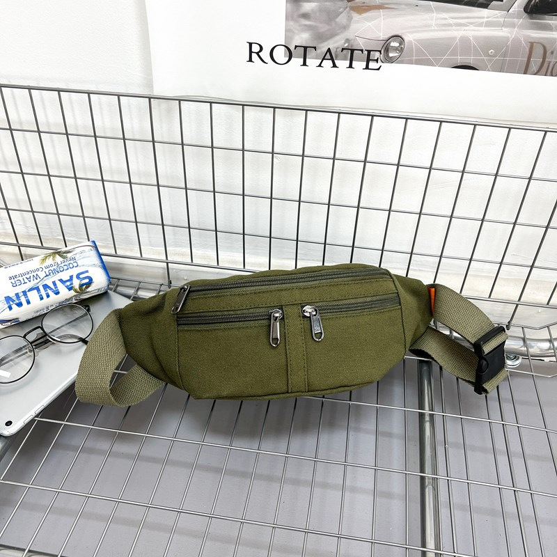 Bauchtasche für Damen ⎜ Schlichte Gürteltasche aus Canvas mit Reißverschlussfächern für Handy und Alltag