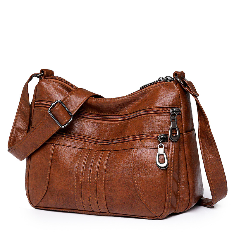 Umhängetasche für Damen ⎜ Leichte Schultertasche aus Kunstleder mit Reißverschluss für den Alltag