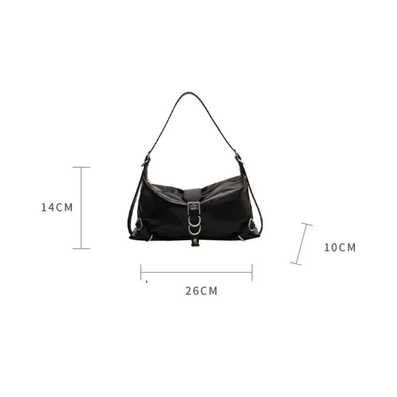 Schultertasche für Damen ⎜ Modische Underarm-Bag aus Lackleder mit Schnallen und großem Stauraum für den Alltag