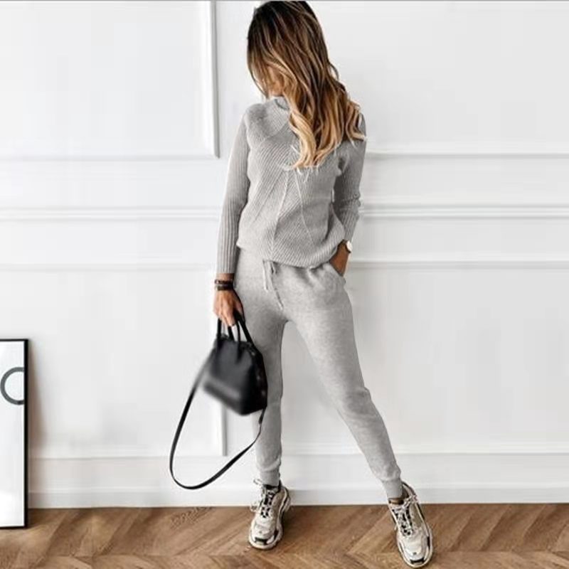 Yvette - Gestreifter Rollkragenpulli Und Elastische Hose Im Set