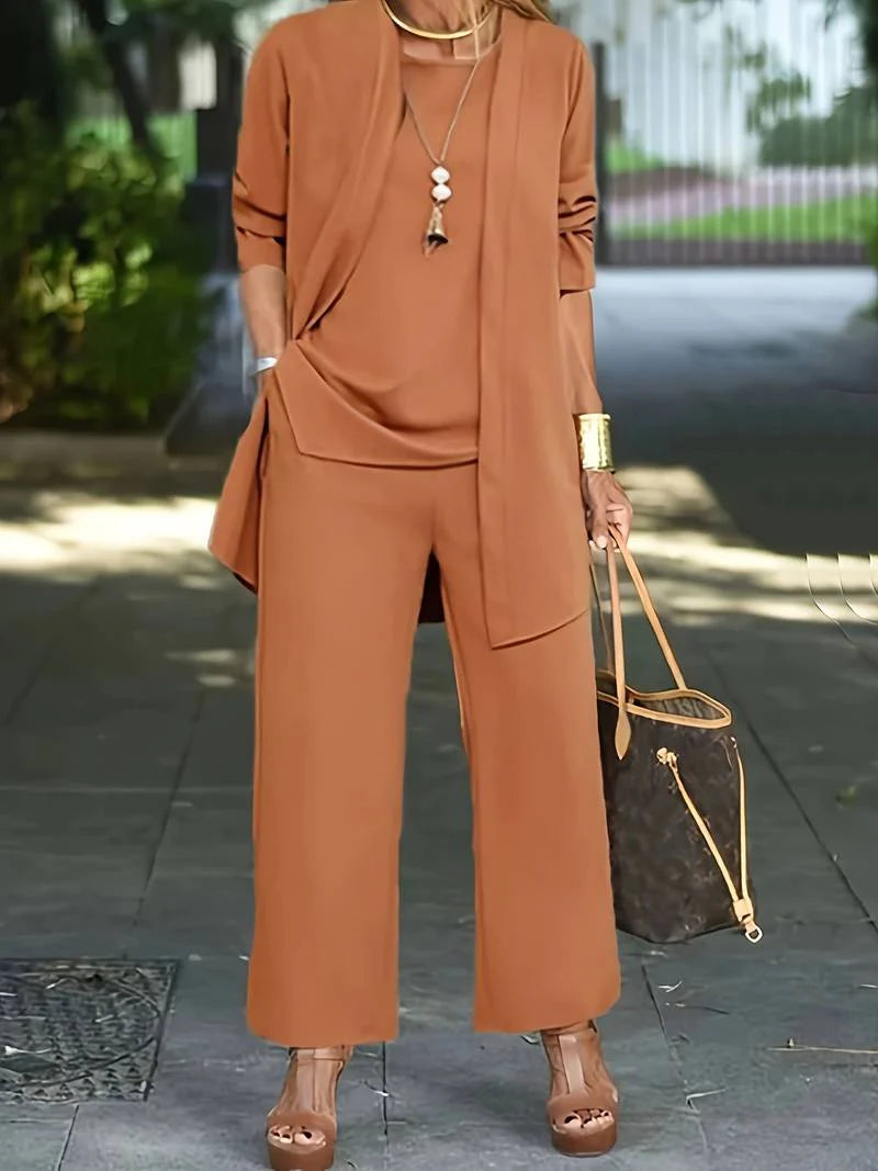 Danna - Lässiges Dreiteiliges Set Aus Strickjacke Und Langer Hose