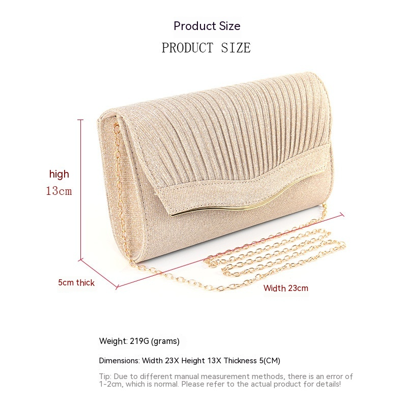 Elegante Clutch für Damen ⎜ Glitzernde Abendtasche mit Faltendesign und edlem Look