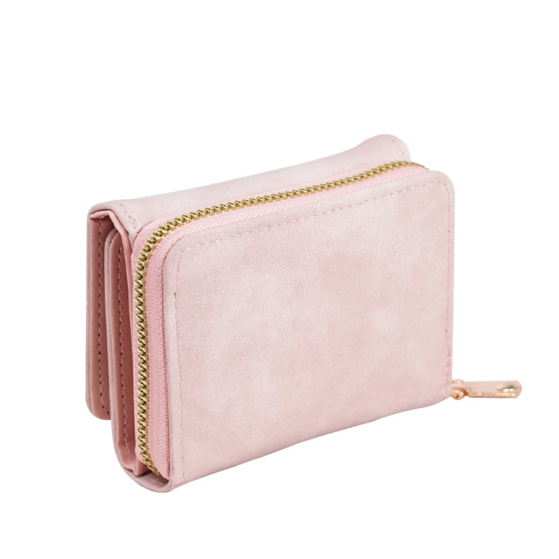 Damen Geldbörse mit Rundum-Reißverschluss ⎜ Kompakte Brieftasche in schlichter Optik für Karten und Münzen