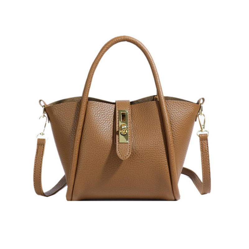 Damen Handtasche im Bucket-Stil ⎜ Vielseitige Schultertasche mit Tragegriff und Abnehmbarem Umhängegurt