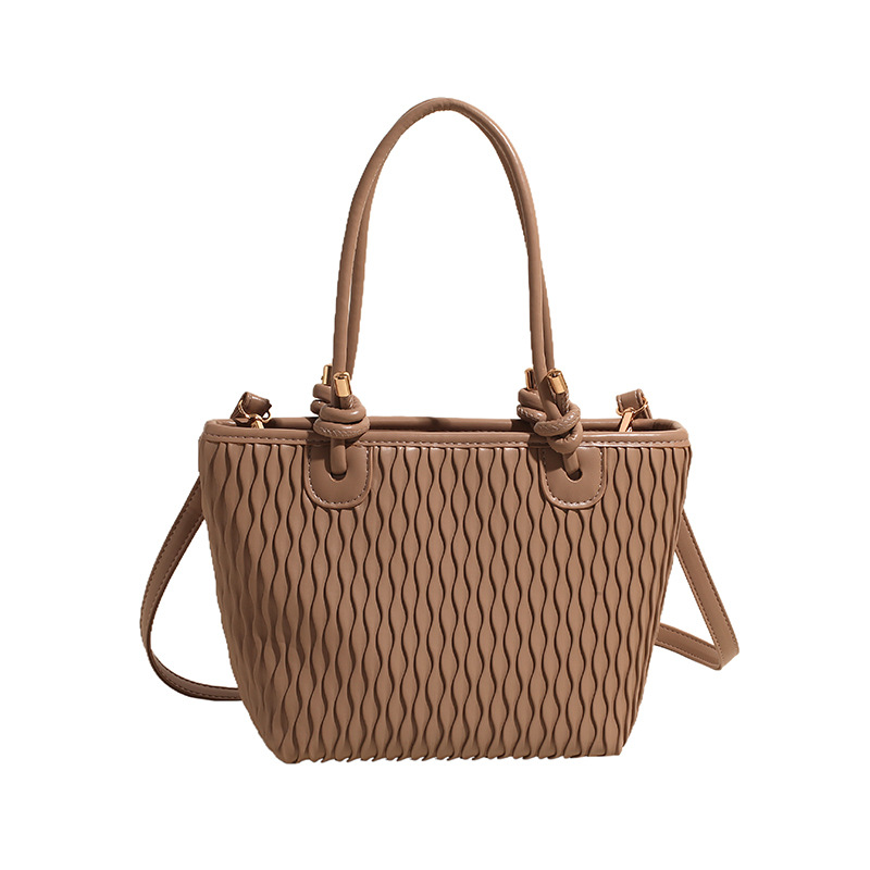 Schultertasche für Damen ⎜ Schlichte Umhängetasche mit strukturierter Oberfläche und doppeltem Henkel für Alltag und Büro