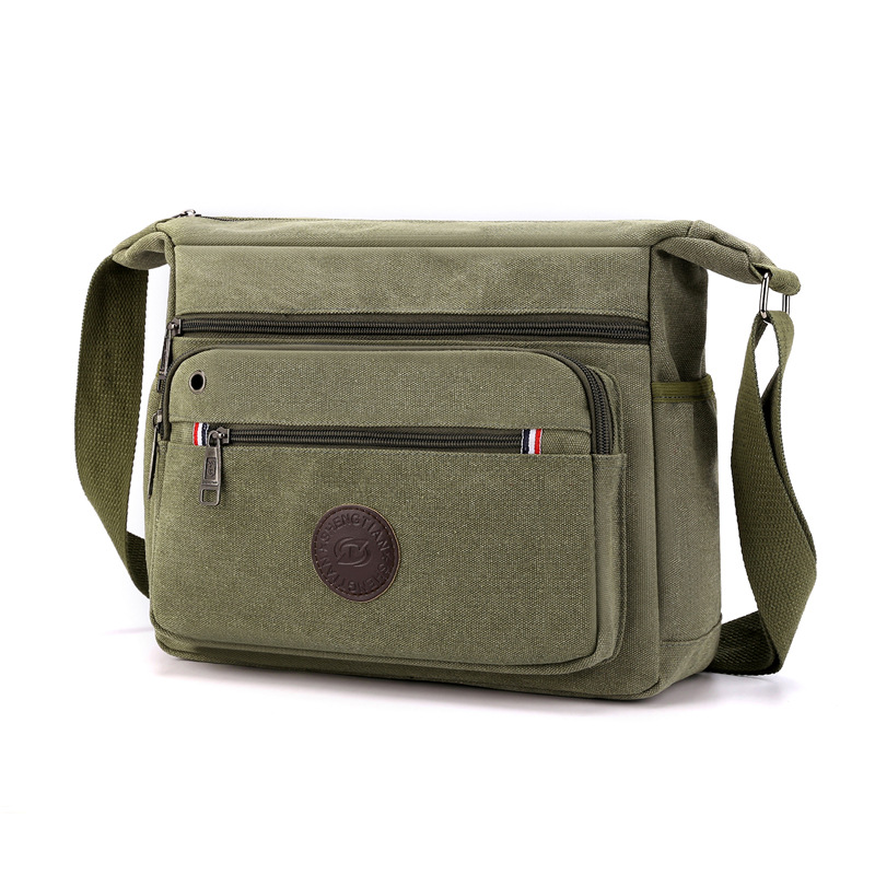 Umhängetasche für Herren ⎜ Robuste Canvas-Schultertasche mit Reißverschlussfächern für Alltag und Freizeit