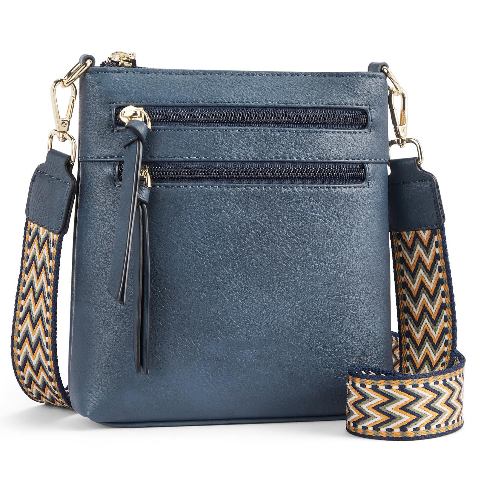 Damen Umhängetasche mit Reißverschluss ⎜ Vertikale Tasche mit mehreren Fächern für Alltag