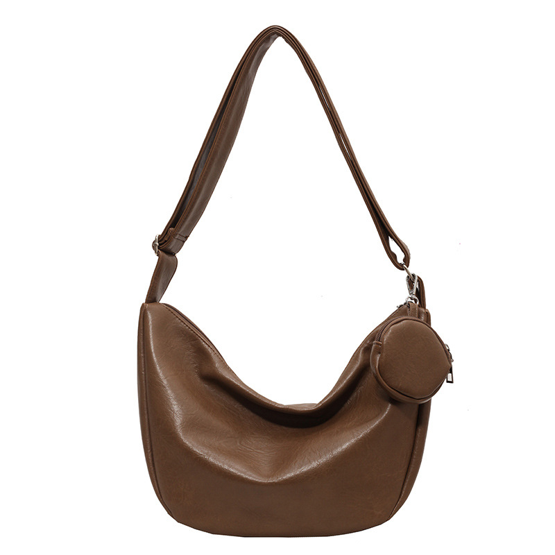 Schultertasche mit Viel Stauraum ⎜ Elegante Damenhandtasche im Dumpling-Stil mit Breitem Riemen und Minietui