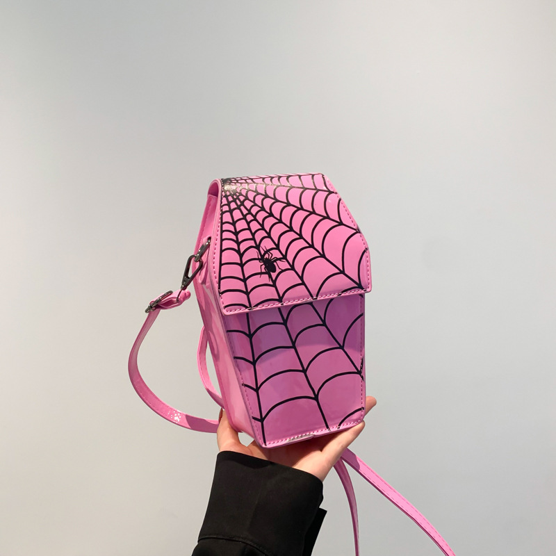Umhängetasche für Damen ⎜ Stylische Schultertasche mit Spinnennetz-Muster für auffällige Streetwear-Looks