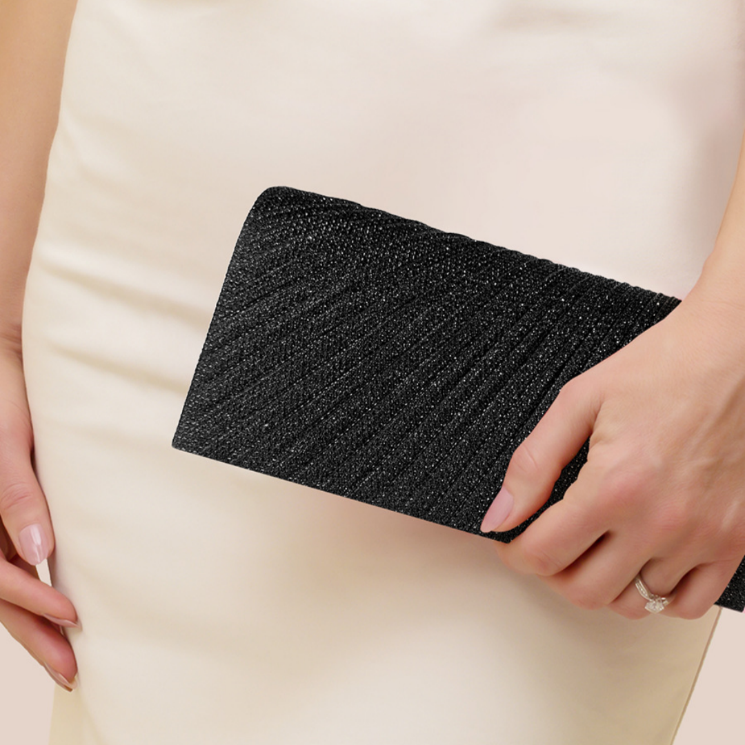 Clutch Tasche für Damen ⎜ Elegante Falt-Design Abendtasche mit glitzerndem Finish und kompakter Größe