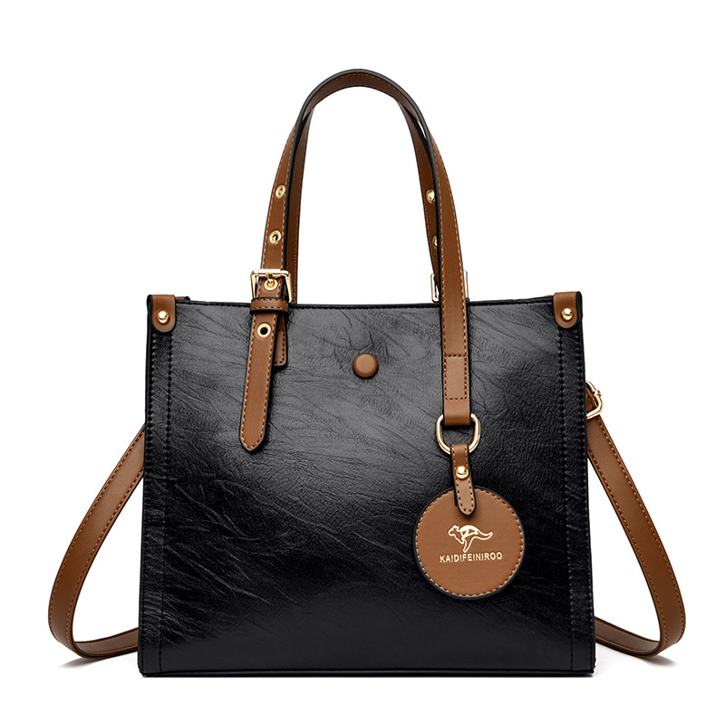 Damen Handtasche aus Kunstleder ⎜ Klassische Schultertasche im Vintage-Look mit stabilem Griff für Alltag und Büro