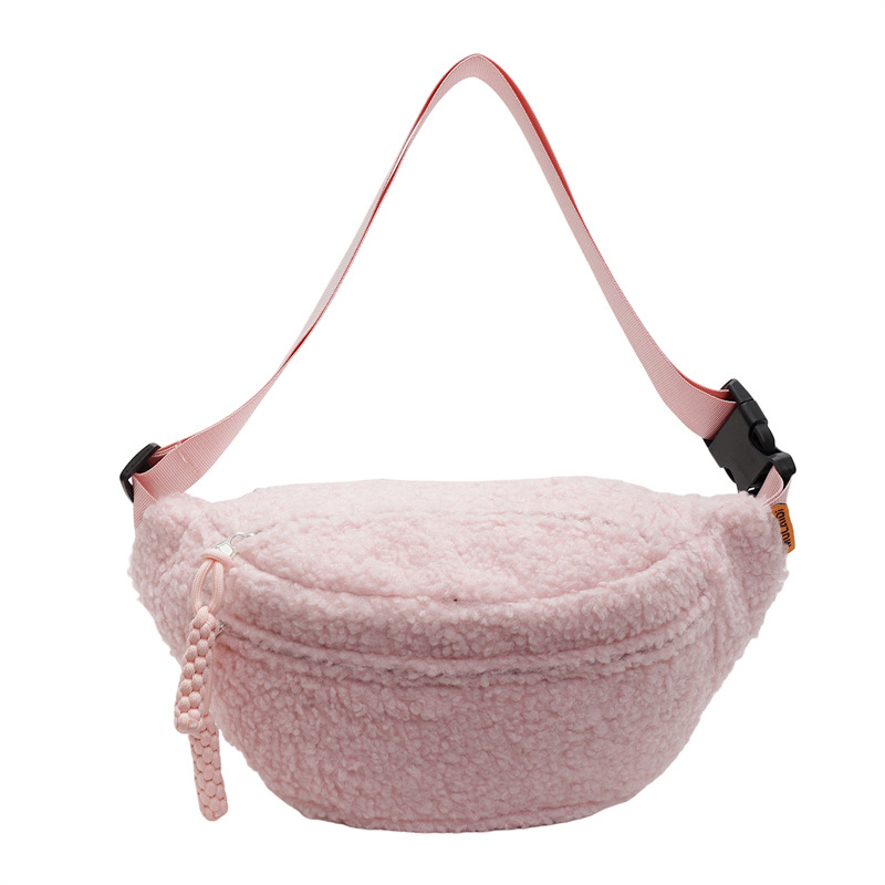 Bauchtasche für Damen ⎜ Weiche Umhängetasche aus Plüsch mit großem Stauraum für Herbst und Winter