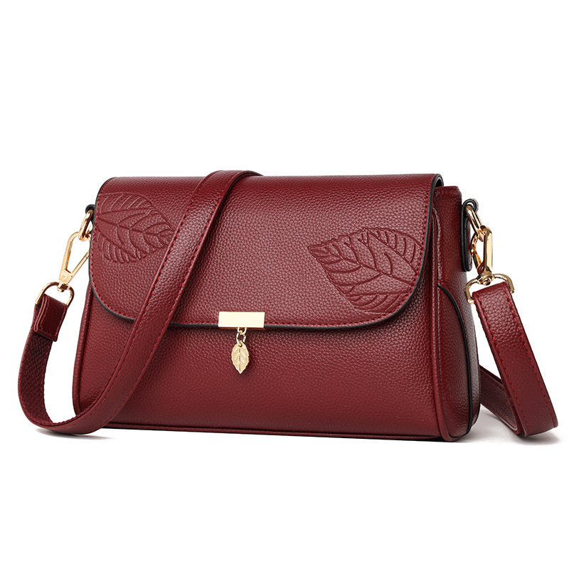 Elegante Umhängetasche für Damen ⎜ Stilvolle Tasche mit Blatt-Design und goldenen Akzenten