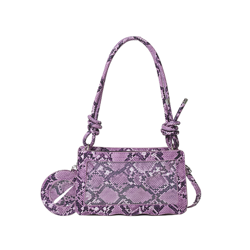 Umhängetasche für Damen ⎜ Stylische Crossbody-Tasche mit Schlangenmuster und transparentem Design-Element
