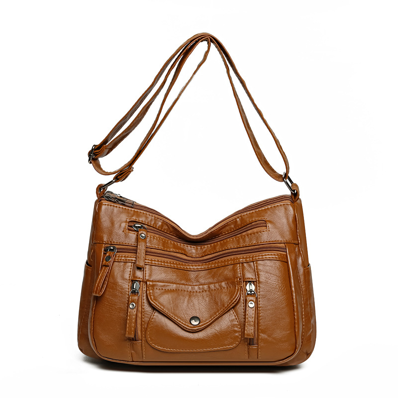 Schultertasche für Damen ⎜ Weiche Umhängetasche aus Kunstleder mit großem Stauraum und praktischen Außentaschen
