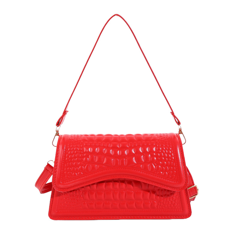 Damen Schultertasche mit Kroko-Struktur ⎜ Kompakte Crossbody-Bag für Alltag und sommerliche Looks