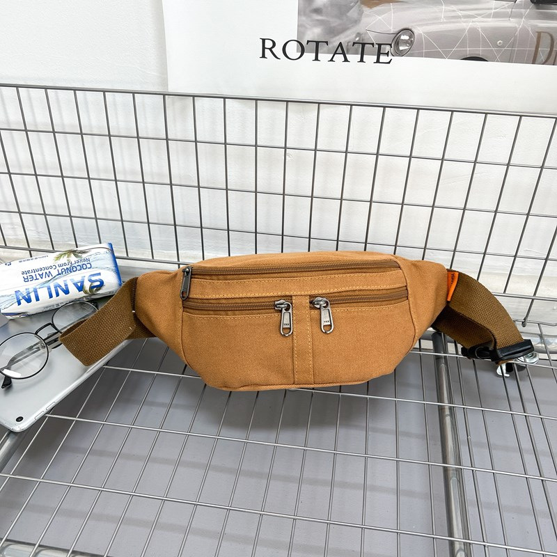 Bauchtasche für Damen ⎜ Schlichte Gürteltasche aus Canvas mit Reißverschlussfächern für Handy und Alltag