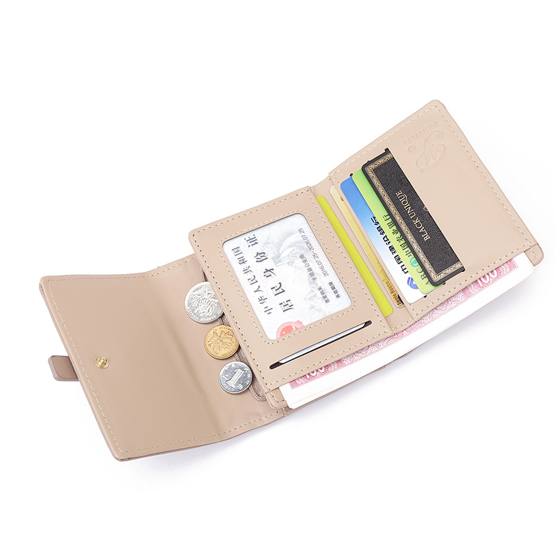 Damen Faltbare Geldbörse mit Riegelverschluss ⎜ Kompakte Brieftasche mit Münzfach und Kartenfächern für den Alltag