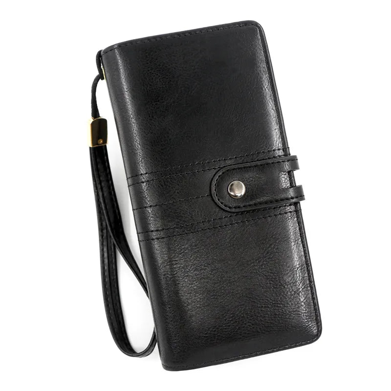 Damen Langbörse mit Handschlaufe ⎜ Elegante Business-Geldbörse mit vielen Fächern für Karten, Scheine und Handy