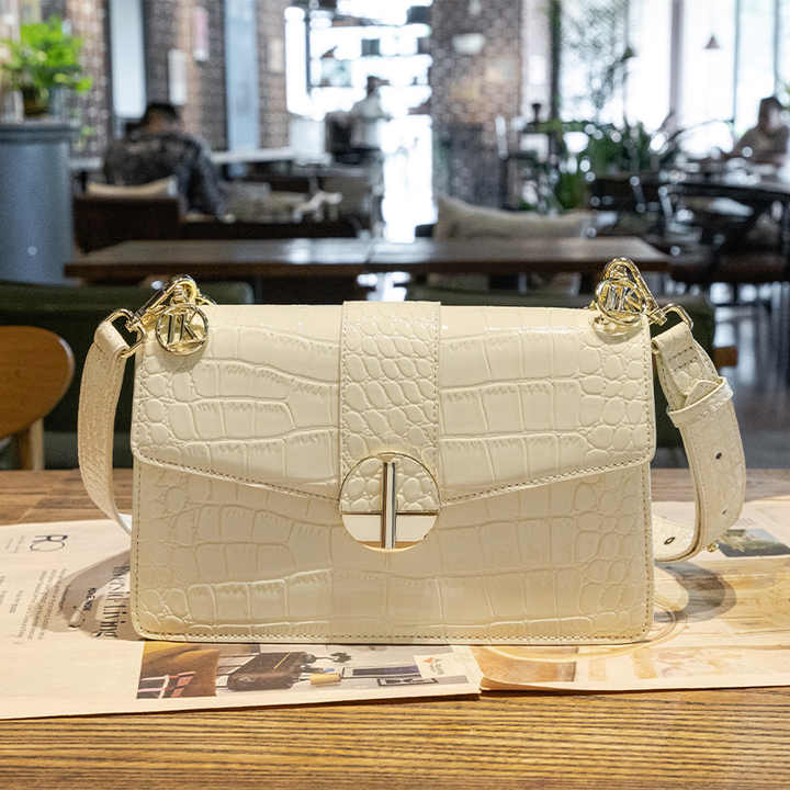 Damen Schultertasche in Krokodilleder Optik – Elegante Umhängetasche mit Drehverschluss